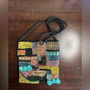 Artistic Beaded Crossbody Bag